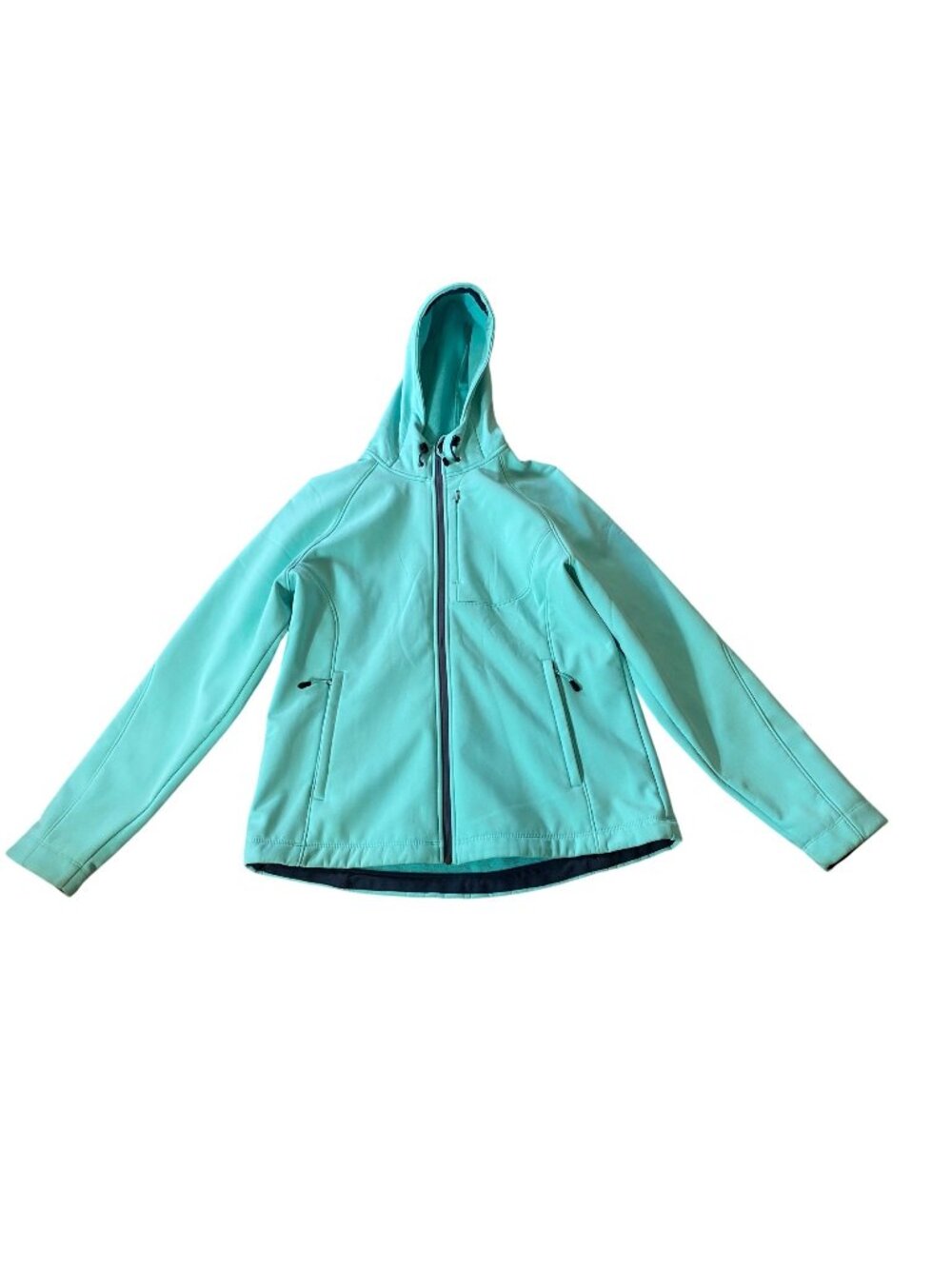 Kirkland Signature Aqua Hooded Softshell Jacket Fleece Lining Zip Pockets XL